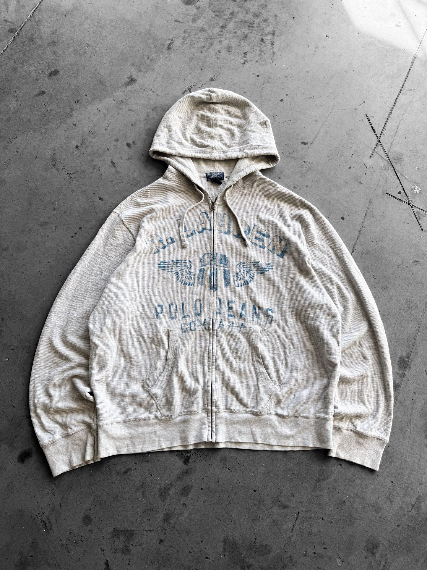 Vintage 2000s Ralph Lauren Polo Jeans Thermal Zip Up Hoodie ( XL )