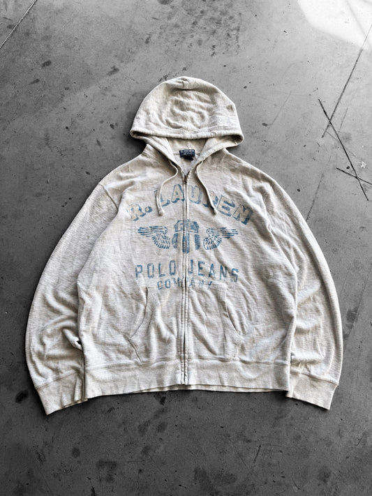 Vintage 2000s Ralph Lauren Polo Jeans Thermal Zip Up Hoodie ( XL )