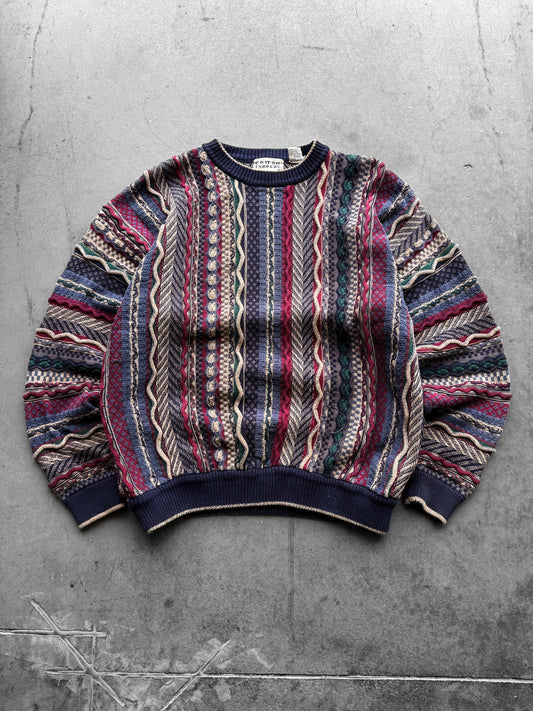 Vintage 1990s Cotton Traders Multi Colored 3D Knit Sweater ( Large )